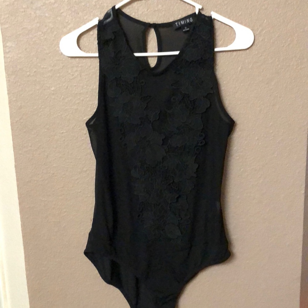 See through black leotard